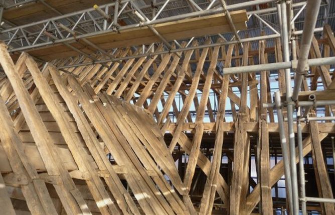 Restored roof beams